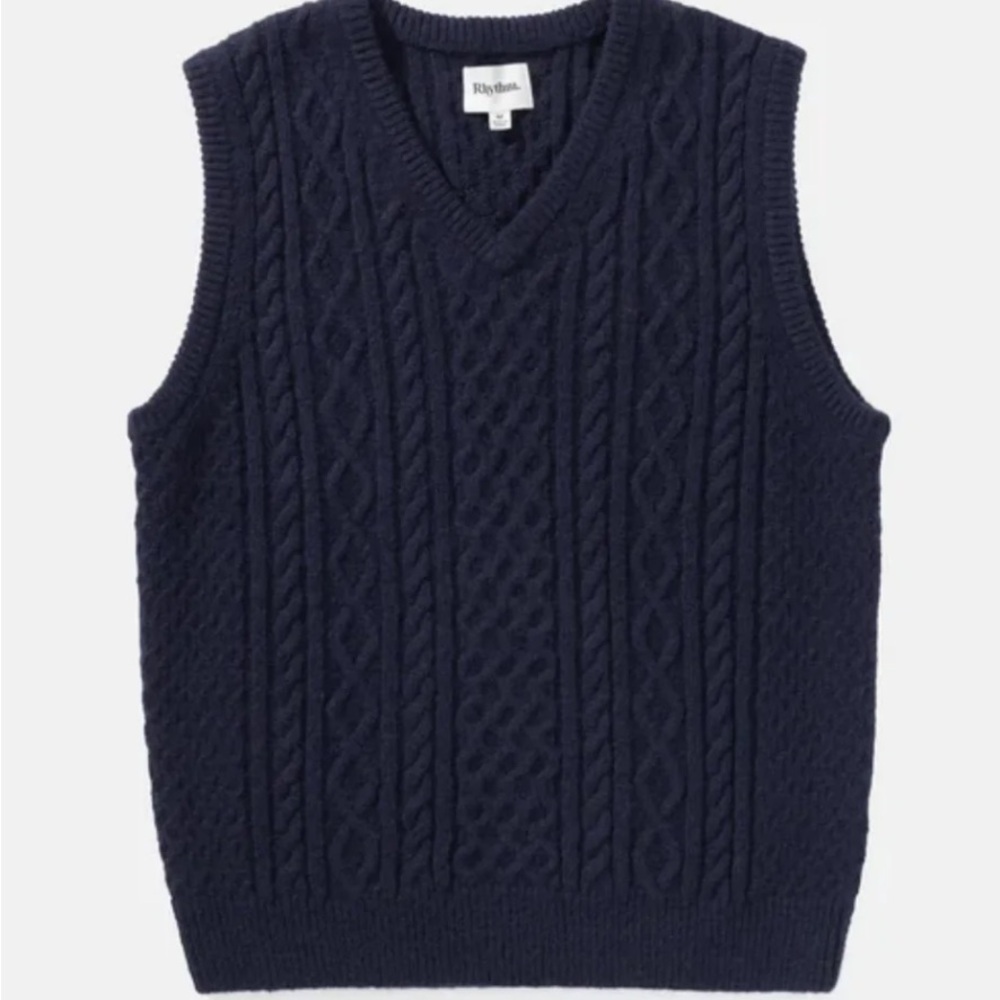 Rhythm. Navy Cable Knit Sweater Vest